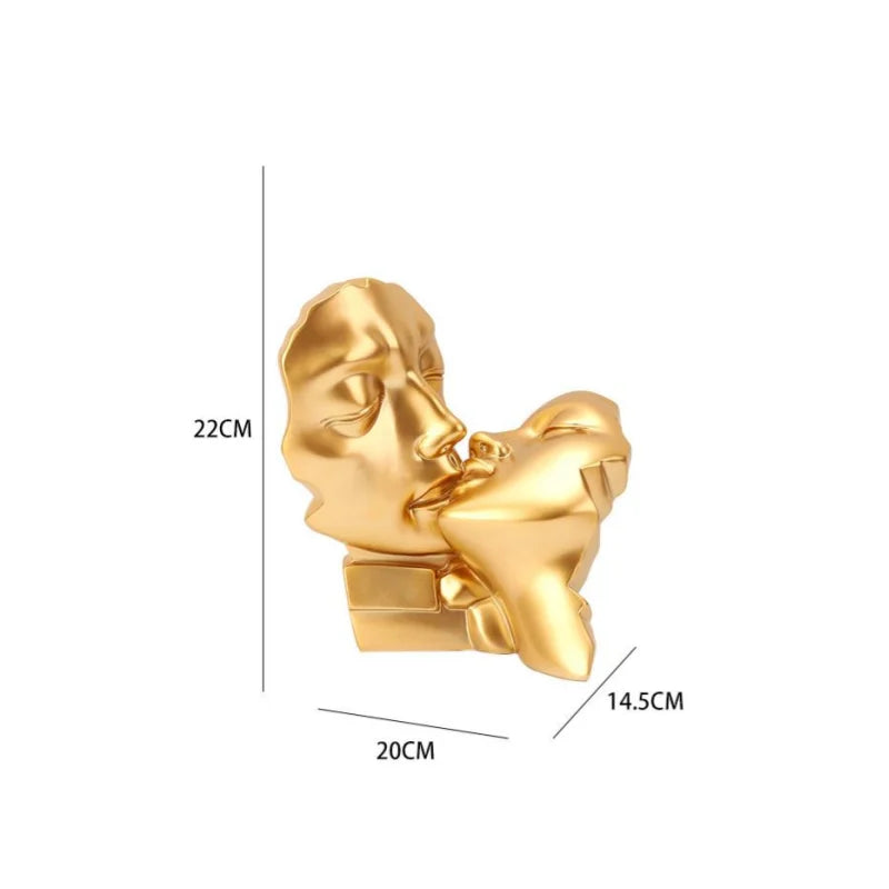 DecorBites™ Abstract Gold Head Couple Sculpture, Wedding Gifts & Home Decor