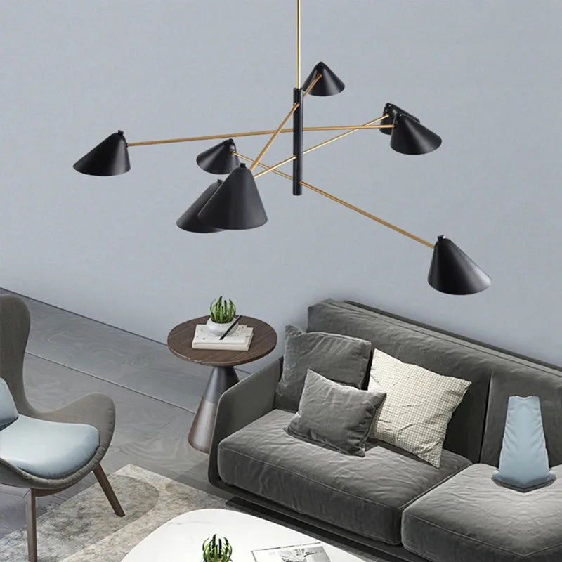 DecorBites™ Cone Shade Chandelier: Minimalist Nordic Design for Living and Dining Rooms