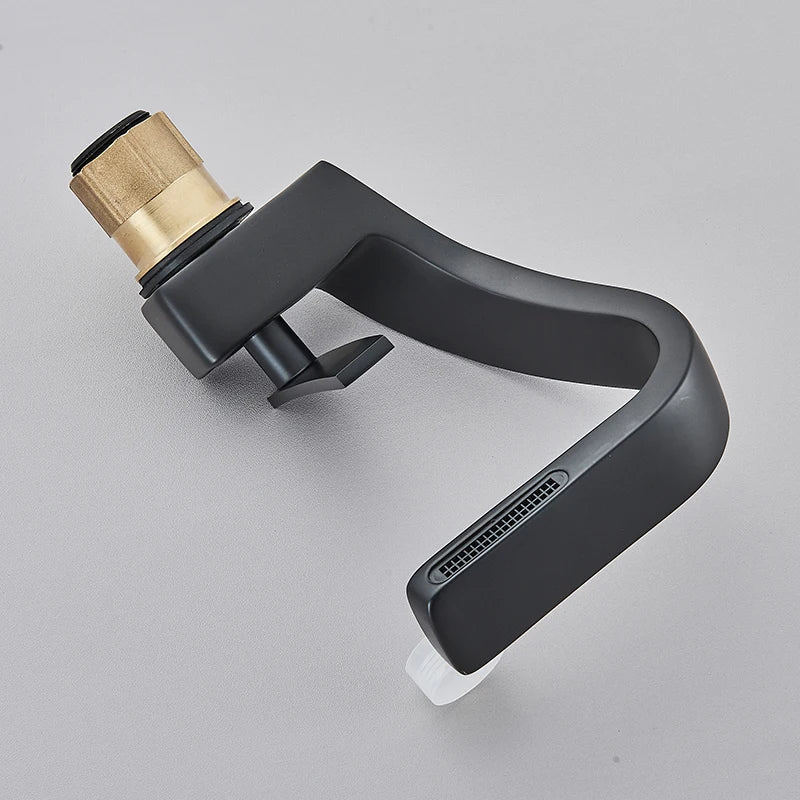 DecorBites™ Black Waterfall Bathroom Basin Faucet Cold Hot Mixer Deck-mounted Simple Design