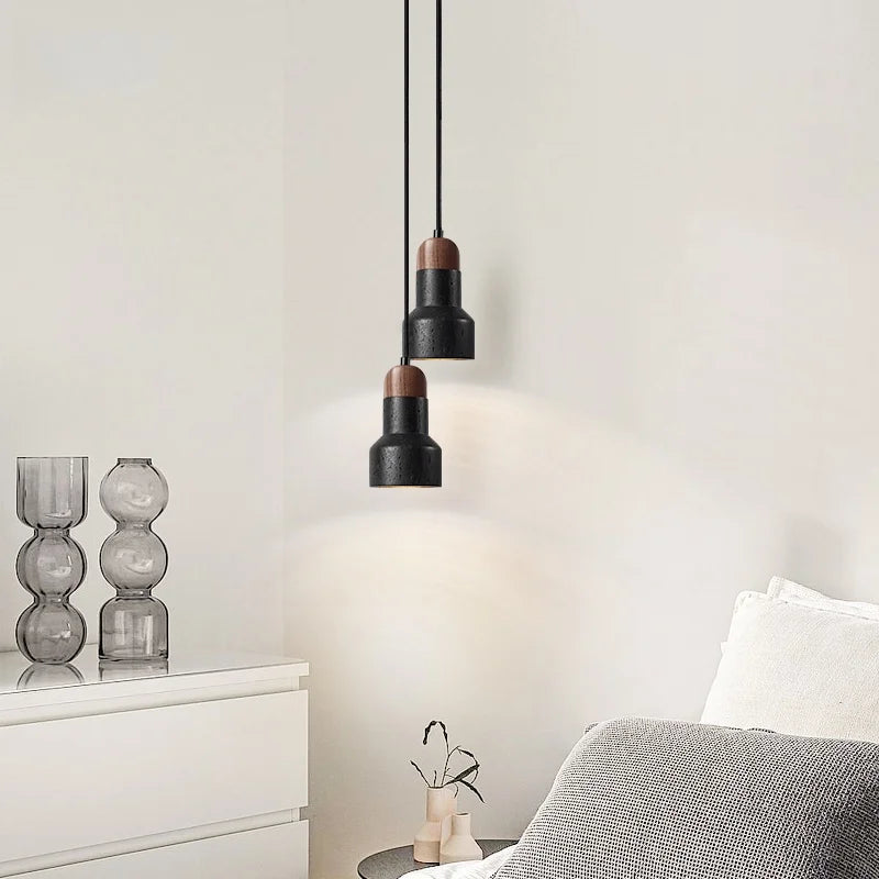 DecorBites™ Black Stone LED Hanging Pendant Light for Modern Home Decor
