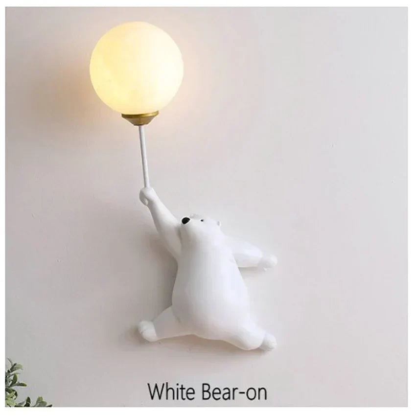 DecorBites™ Bear Wall Lamp | Cute Nordic Cartoon Design for Girls Bedroom, Study, Dormitory