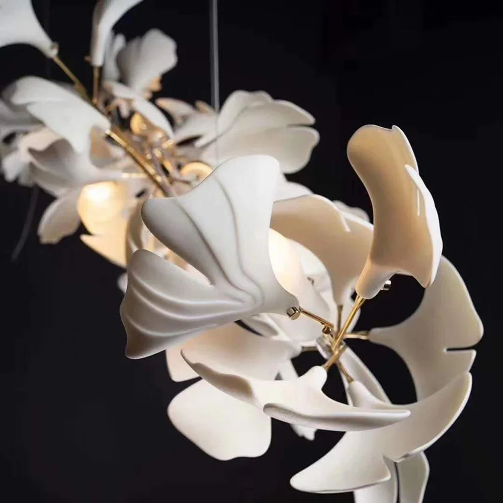 DecorBites™ Copper Ceramic Leaf Chandelier Lantern for Indoor Living Room & Lobby - Luxury Light