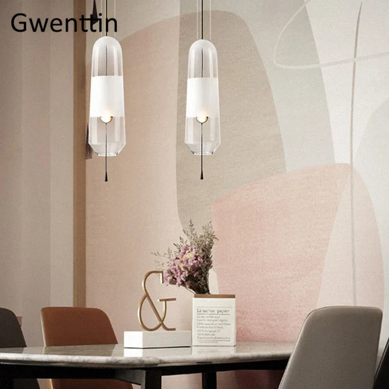 DecorBites™ Glass Pendant Lights for Dining Room Bedroom, LED Industrial Hanging Lamp, Modern Home Decor