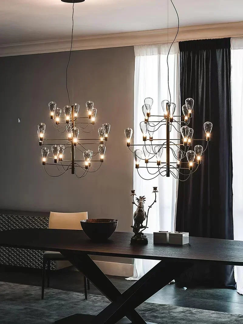DecorBites™ Contemporary Iron Glass Chandelier for Stylish Foyer Lighting