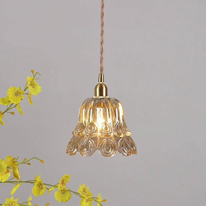 DecorBites™ Amber Copper LED Pendant Light Glass Hang Lamp for Reading Aisle Café Home