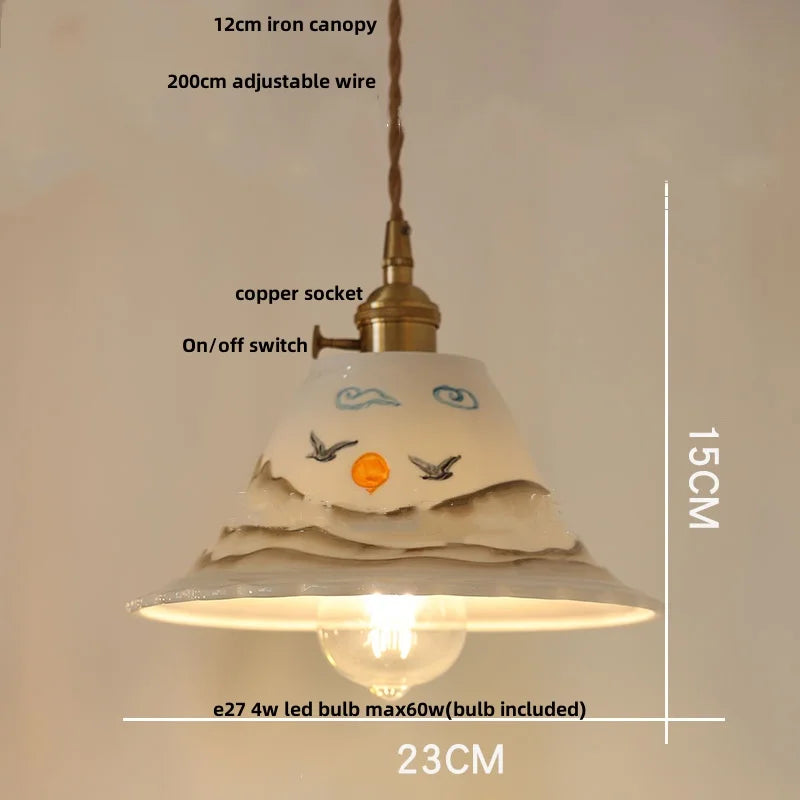 DecorBites™ Ceramic Copper Pendant Light Bar Coffee Kitchen E27 Knob Switch LED Fixture
