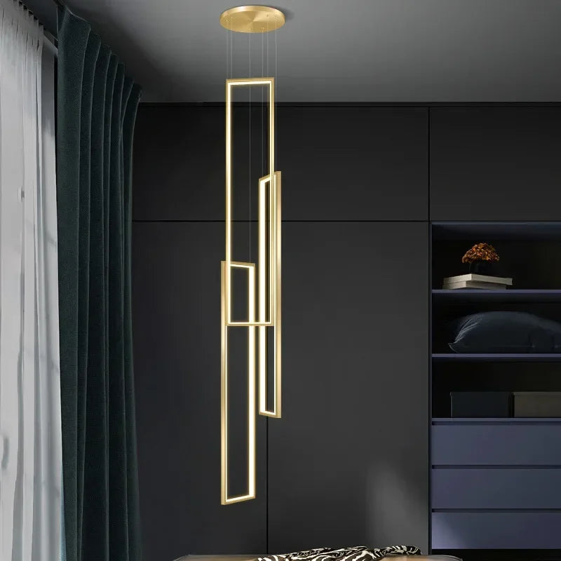 DecorBites™ LED Rectangle Staircase Chandeliers Pendant Lighting Modern Living Room Decor