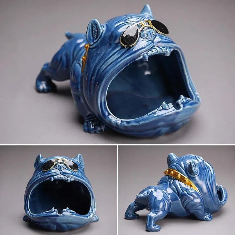 DecorBites™ Bulldog Ceramic Ashtray | Desktop Smoking Accessory | Portable Weed Ash Tray