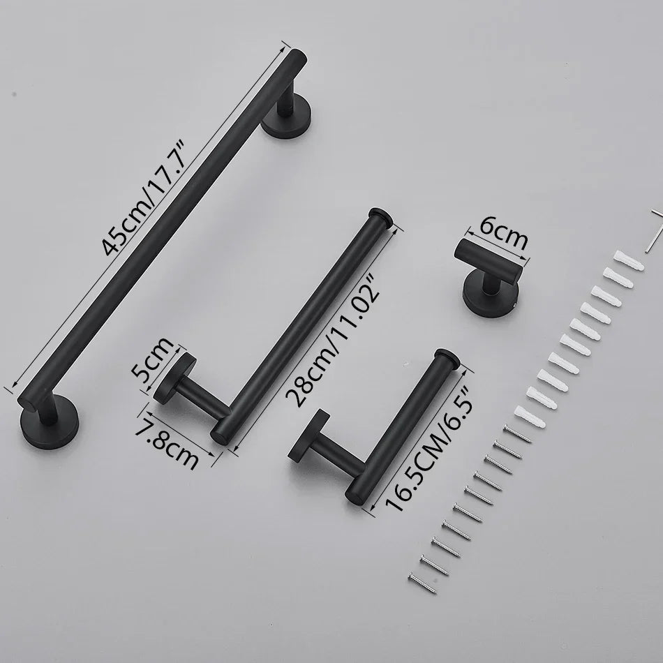 DecorBites™ Bathroom Hardware Set Shelf Paper Holder Hook Towel Rack Ring Bath Accessories