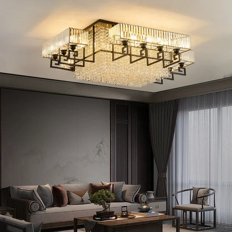 DecorBites™ Crystal Rectangular Ceiling Light for Living Room, Bedroom, and Dining Room