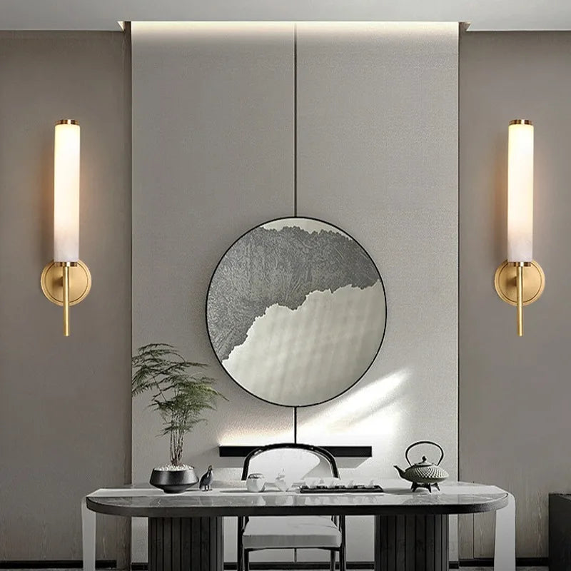 DecorBites™ Elegant Marble Copper Wall Sconce for Living Room and Bedroom Lighting