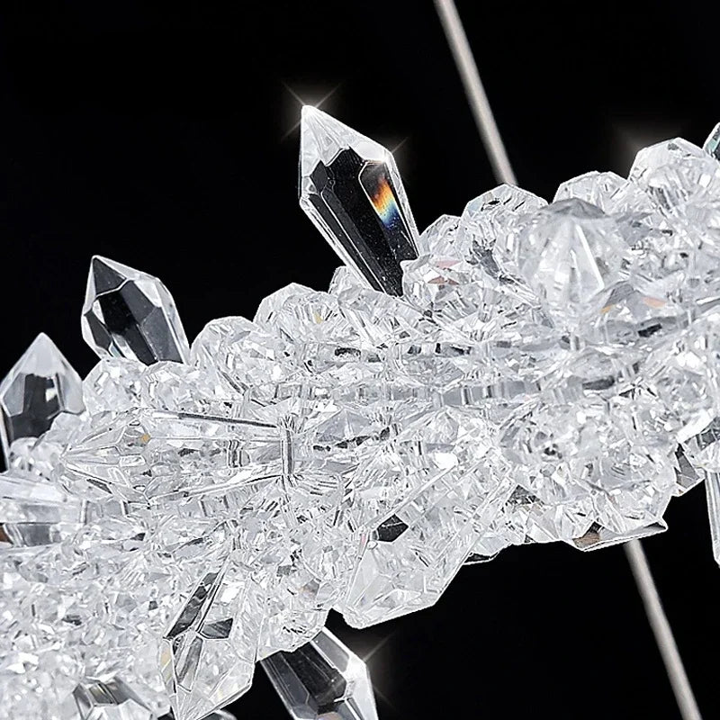 DecorBites™ Crystal Flower LED Chandelier Pendant Light for Living and Dining Room