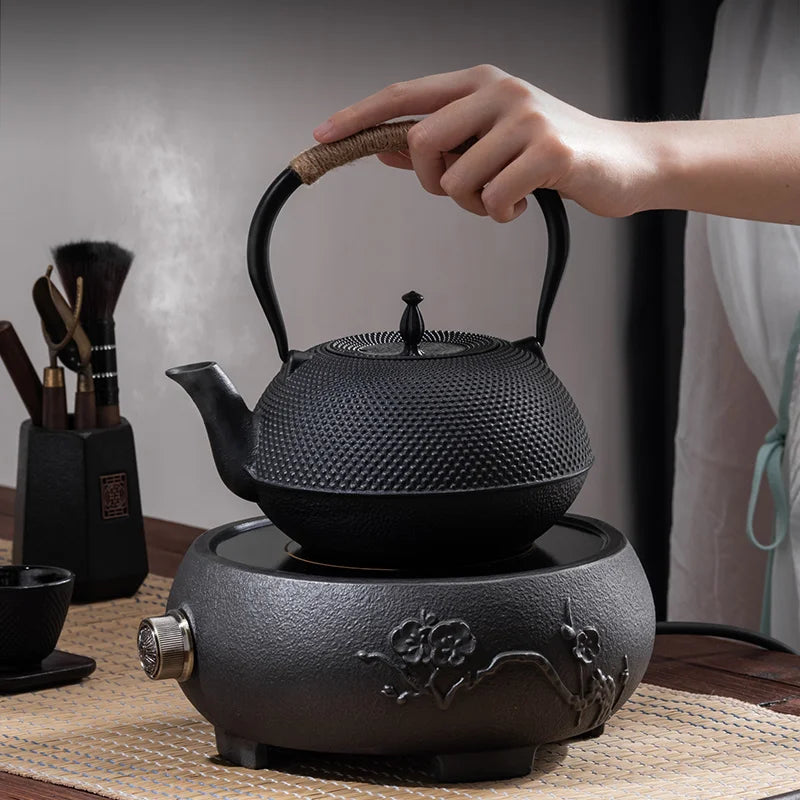 DecorBites™ Cast Iron Tea Pot with Stainless Steel Infuser for Oolong, Kung Fu, Puer Tea