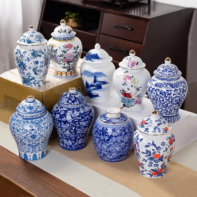 DecorBites™ Blue & White Porcelain Tea Pot Sealed Storage Container