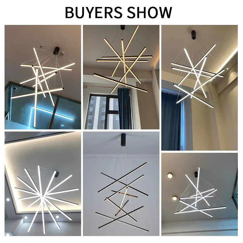 DecorBites™ Aluminum Bar LED Chandelier for Stair Hall Dining Living Room - Indoor Lighting Fixture