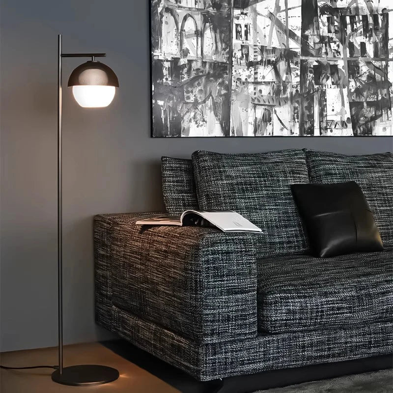 DecorBites™ Black Glass Ball Floor Lamp: Minimalist Nordic Design for Living Room & Bedside Lighting
