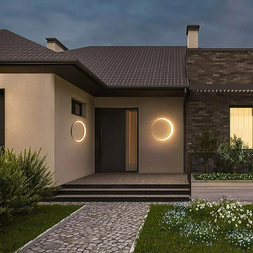 DecorBites™ Elegant Curved LED Outdoor Wall Lamp for Garden and Courtyard