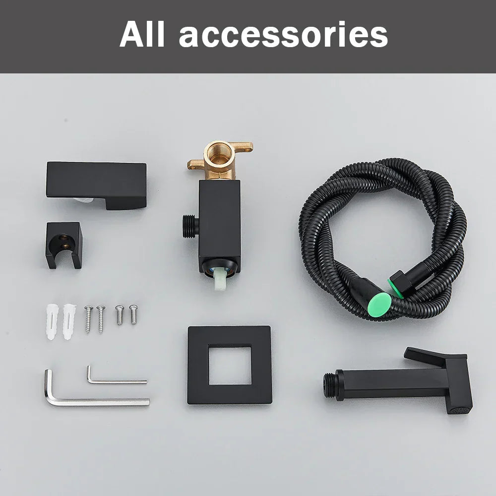 DecorBites™ Black Bidet Faucet Wall Mount Shower Tap Toilet Sprayer Mixer