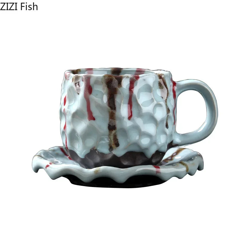 DecorBites™ Hammer Pattern Ceramic Mug Set for Dining Table and Coffee, Tea, Juice