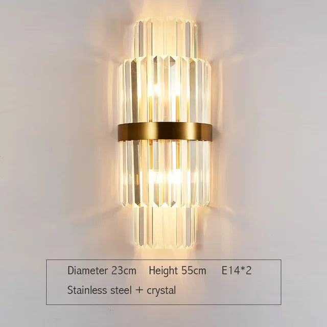 DecorBites™ Golden Crystal Wall Lamp: Elegant LED Sconce for Bedroom, Living Room, Bathroom