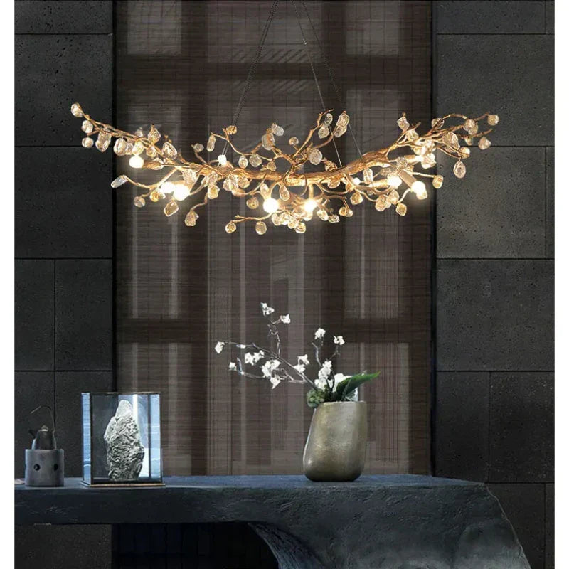 DecorBites™ Crystal Branch Ceiling Chandelier | Indoor Dining Living Room Light Fixture