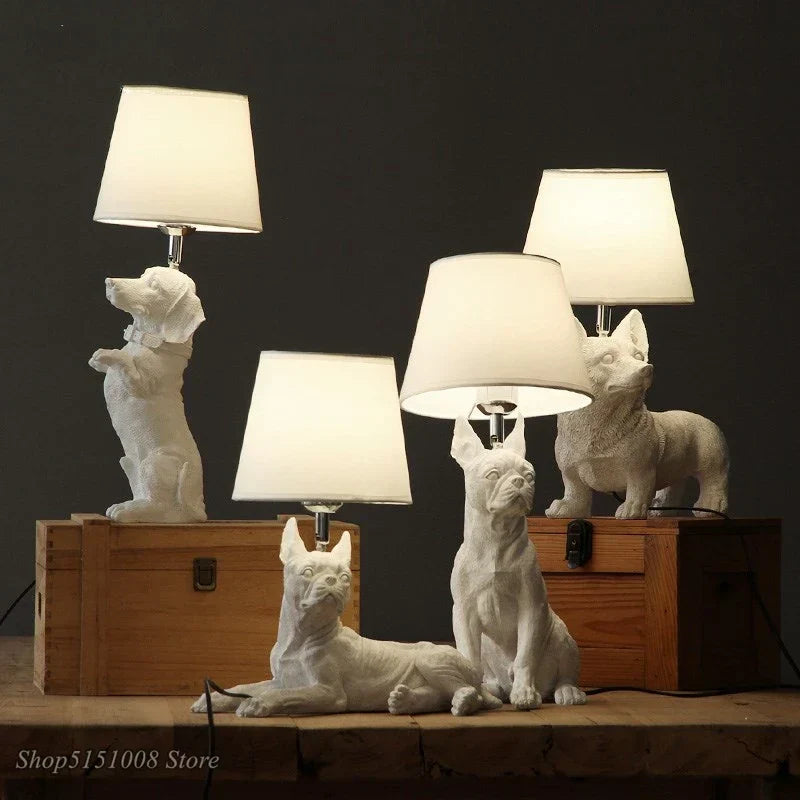 DecorBites™ Black/White Puppy Dogs Table Lamps for Home Decor Lighting