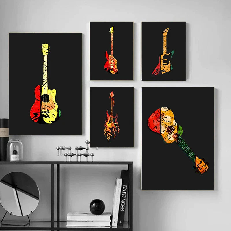Abstract Electric Guitar Canvas Print - Music Wall Art by DecorBites™
