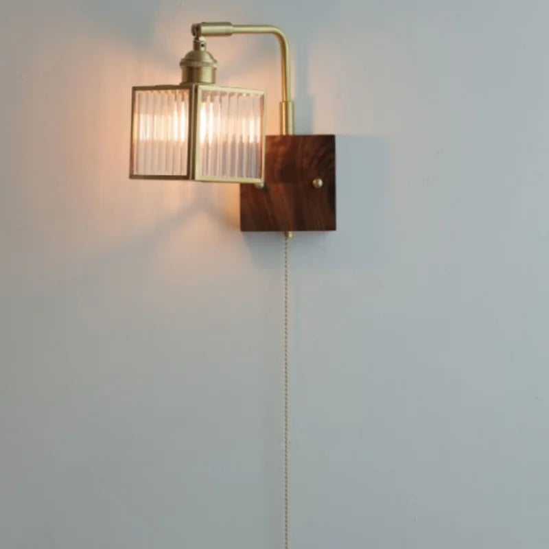 DecorBites™ Brass LED Wall Lights Modern Stair Light Fixture Blue Glass Bedside Lamp