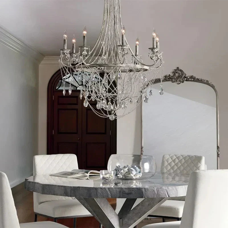 DecorBites™ Iron Art Crystal Candle Pendant Light for Home & Hospitality Decor