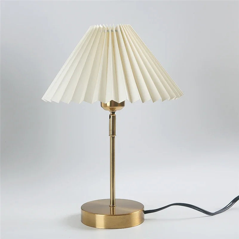Adjustable Pleated Table Lamp Nordic Retro LED Desk Light for Living Room Bedroom by DecorBites™