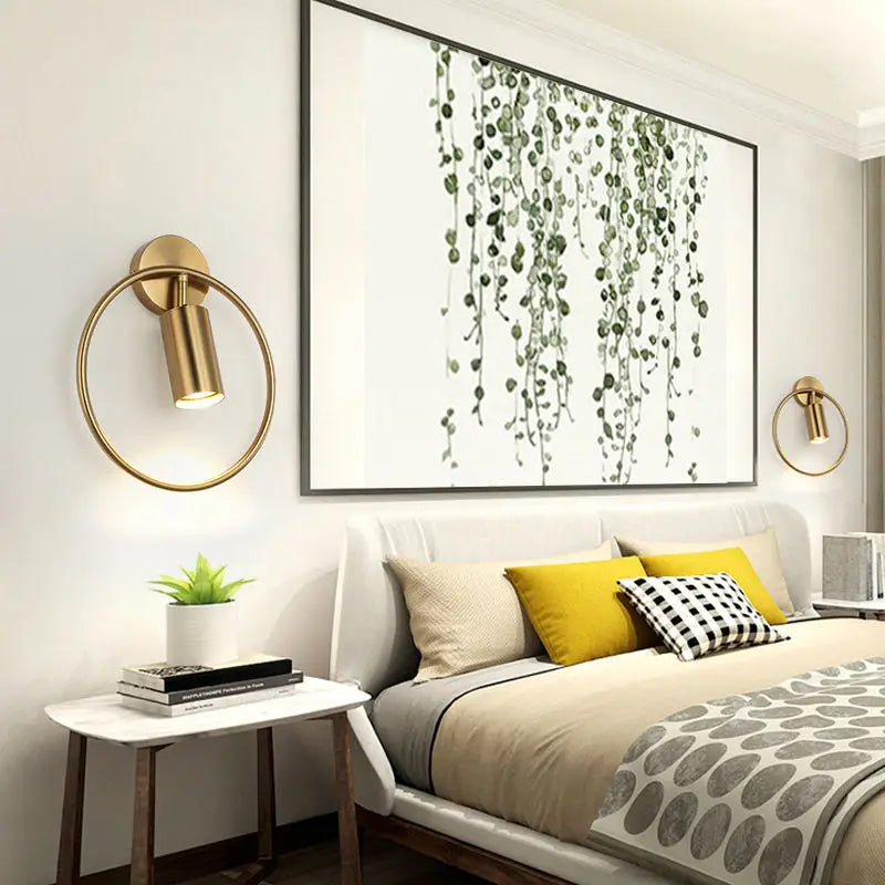 DecorBites™ Brass Gold Ring Adjustable LED Wall Sconce Light for Home Hotel Corridor