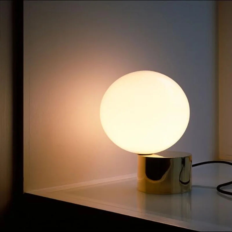 DecorBites™ Glass Circular Table Lamp for Bedroom Study Hotel Modern Decorative Ball Desk Lamp
