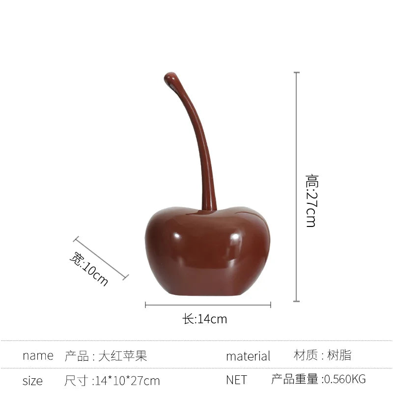 DecorBites™ Chic Red Cherries Resin Ornaments for Home Decor and Table Accessories