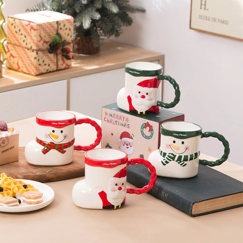 DecorBites™ Lovely Christmas Socks Ceramic Mug Santa Coffee Cup Xmas Gift