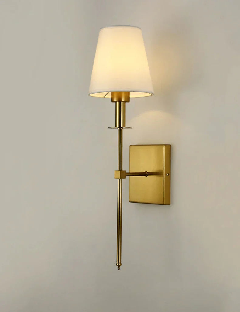 DecorBites™ Black Brass Fabric Shade LED Wall Sconce for Bedroom & Mirror Decor