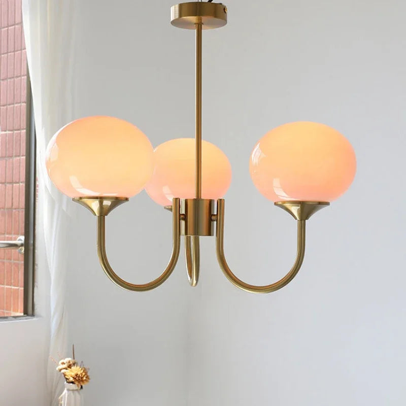 DecorBites™ LED Glass Balls Chandeliers Pink Milky White Pendant Lights for Home Decor