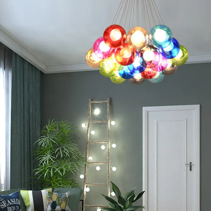 DecorBites™ Glass Ball Bubble Chandelier: Nordic Modern Pendant Light for Living Room, Bedroom, Dining Table