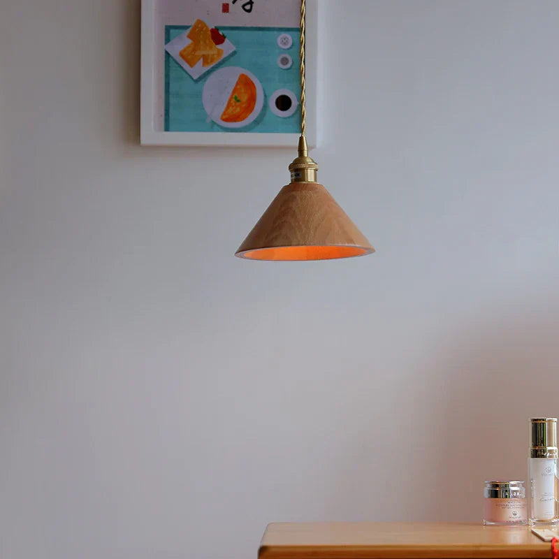 DecorBites™ Ash Wood LED Pendant Lamp Adjustable Hanging Lights Luminaire