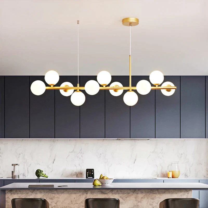 DecorBites™ Gold Glass Ball LED Pendant Light, 11 Heads, Nordic Modern Design