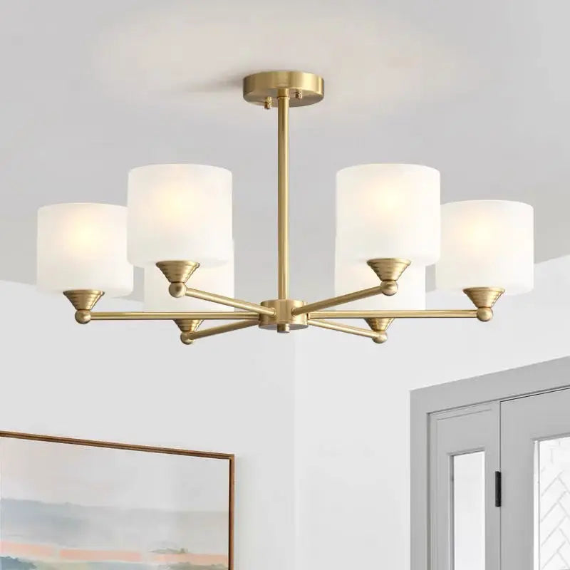 DecorBites™ LED Black/Gold Ceiling Chandelier with Lampshade for Elegant Living Room Decor
