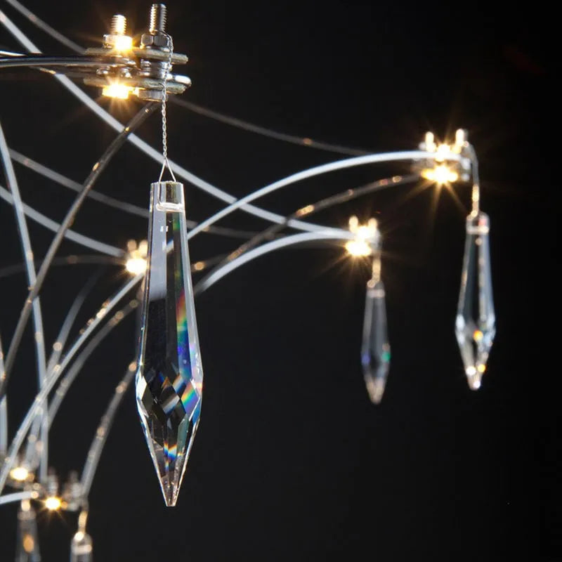 DecorBites™ Golden Lustre Crystal Chandelier for Living Dining Bedroom LED Lights