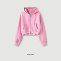 ZODF Retro 2025 Winter Women Short Zipper Hoodies Female Girls Loose 355gsm Thick Fleece Hooded Zip-up Coat Streetwears HY0448