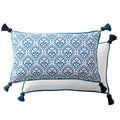 DecorBites™ Chinoiserie Style Blue White Porcelain Birds Floral Lumbar Pillow Case
