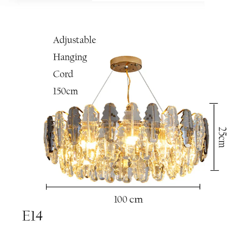 DecorBites™ Crystal Chandelier Pendant Light for Living Room Bedroom Foyer