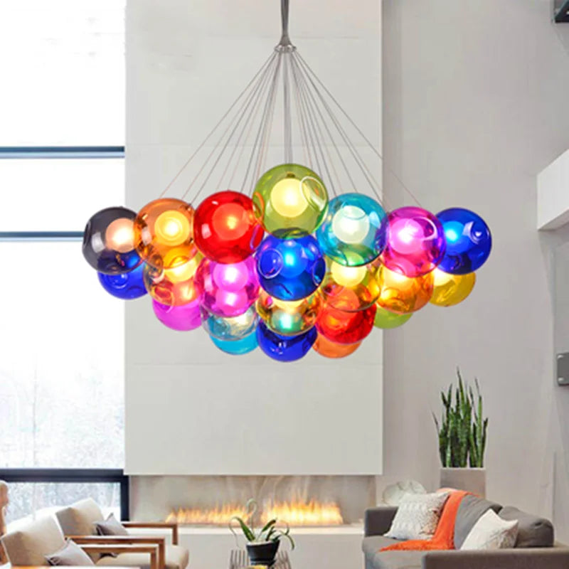 DecorBites™ Glass Ball Bubble Chandelier: Nordic Modern Pendant Light for Living Room, Bedroom, Dining Table