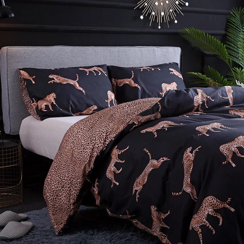 DecorBites™ Dark Flower Print Duvet Cover Set - Queen King Twin Home Bedding Quilt Covers