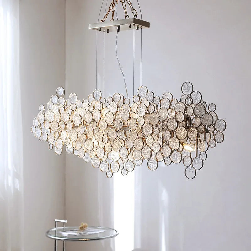 DecorBites™ Glass Led Chandelier: Modern Luxury Designer Pendant Lights for Living Room, Bedroom, Study