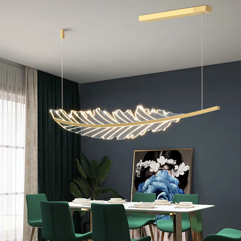 DecorBites™ Leaf Shaped Golden Chandelier for Living Room, Dining Room, Kitchen, and Coffee Shop