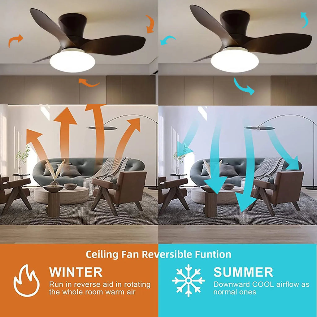 DecorBites™ Ceiling Fan Lamp with Remote Control and Reversible LED Lights