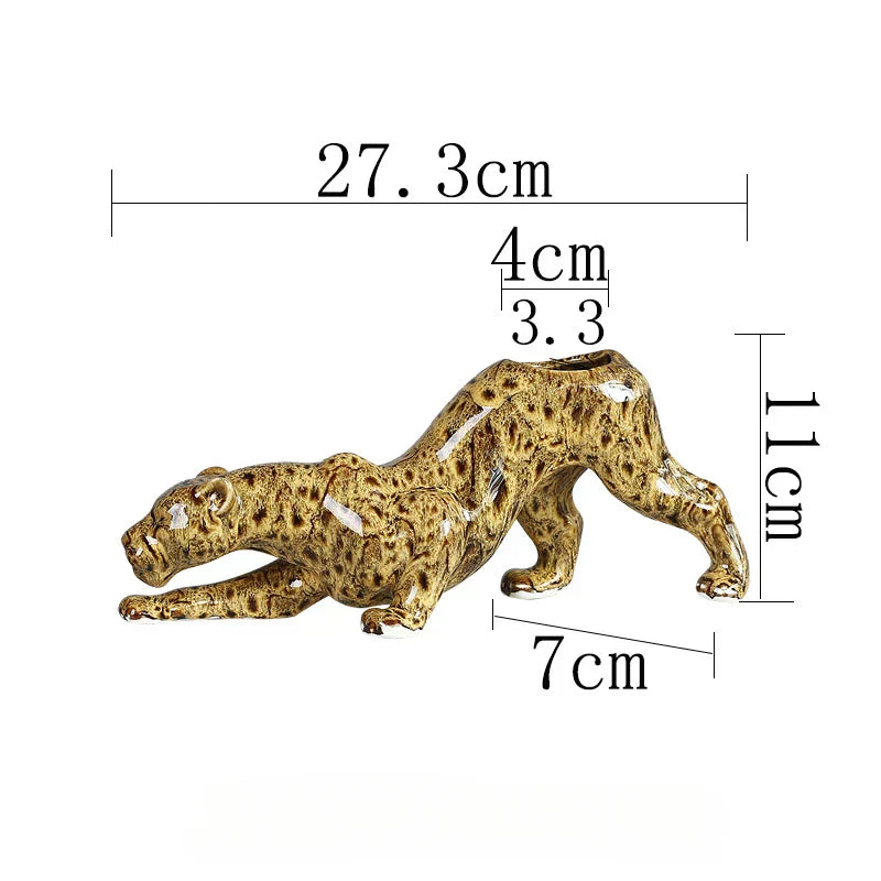 DecorBites™ Ceramic Animal Flowerpot: Leopard Cheetah Cartoon Characters for Garden Plants